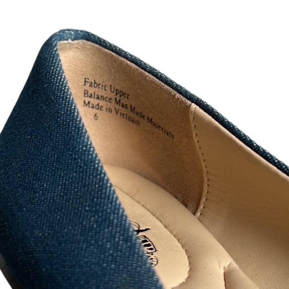 Coach and‎ Four Womens Denim Melitta Glitter Almond Toe Flats Size 6 - Picture 6 of 12